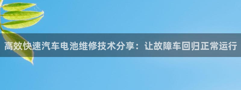 优发娱乐官网地址：高效快速汽车电池维修技术分享：让故障车回归正常运行